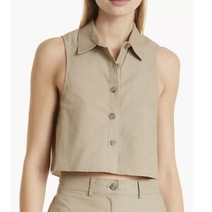 New The Range Twill Crop Top In Moss